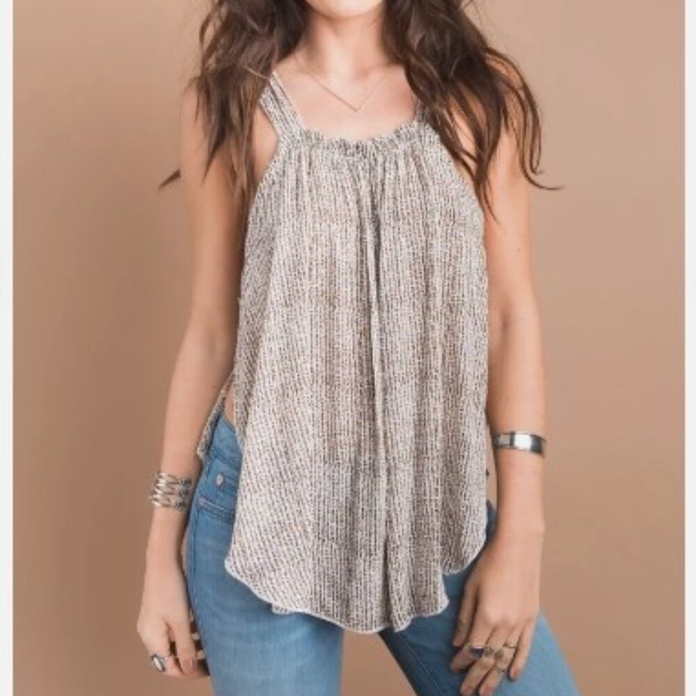 Free People Intimately Combo Gauze Smocked Cami in Black Size Medium